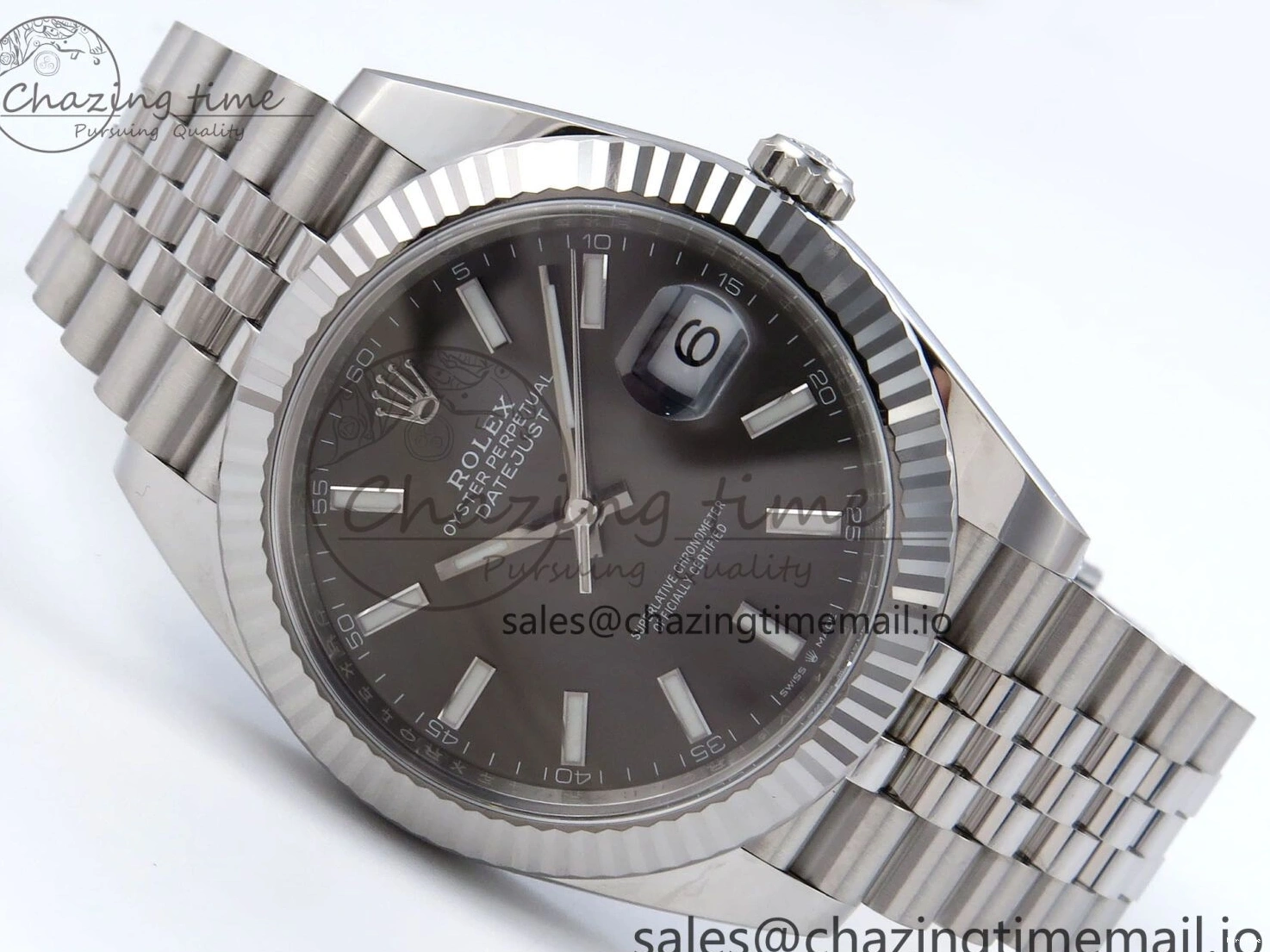 MiroTime 0320 DateJust 126334 41mm Clean 1:1 Best Edition 904L Steel Gray Stick Dial on Jubilee Bracelet VR TravelReady 895